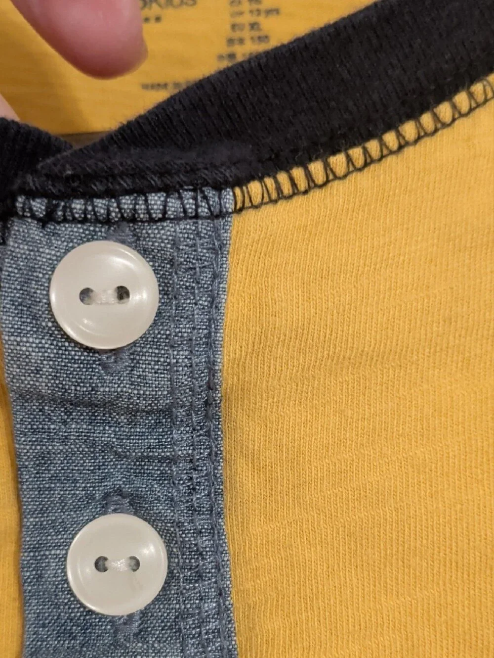 Yellow & Gray Henley Long Sleeve Shirt